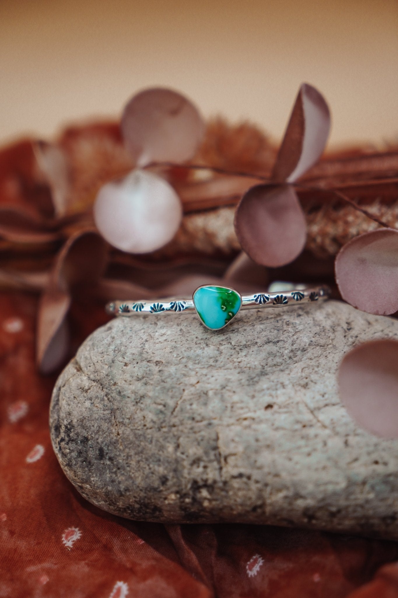 Stacking Cuff in Sonoran Mountain Turquoise - Golden Road Crafted