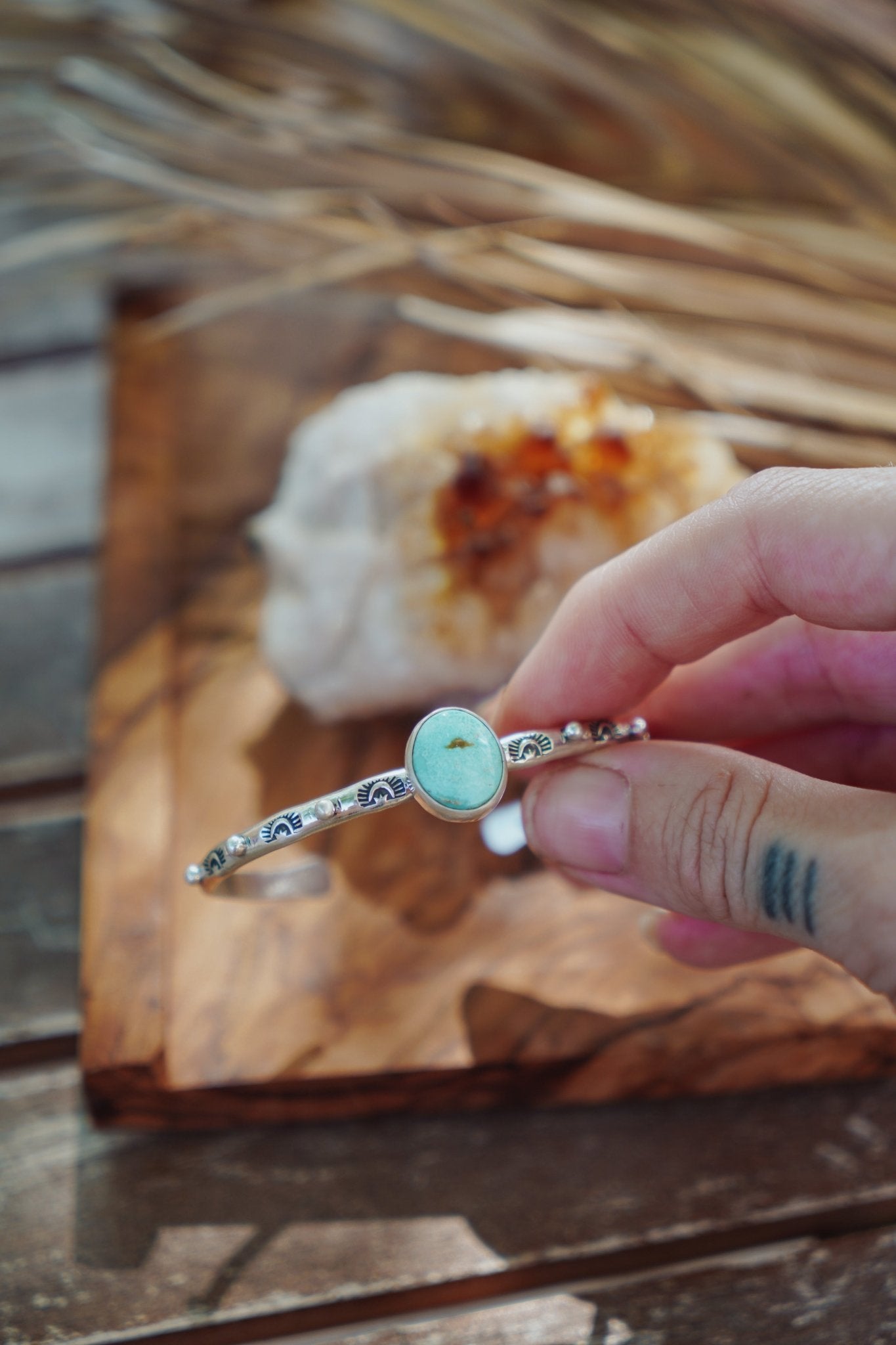 Stacking Cuff in Sonoran Mountain Turquoise - Golden Road Crafted