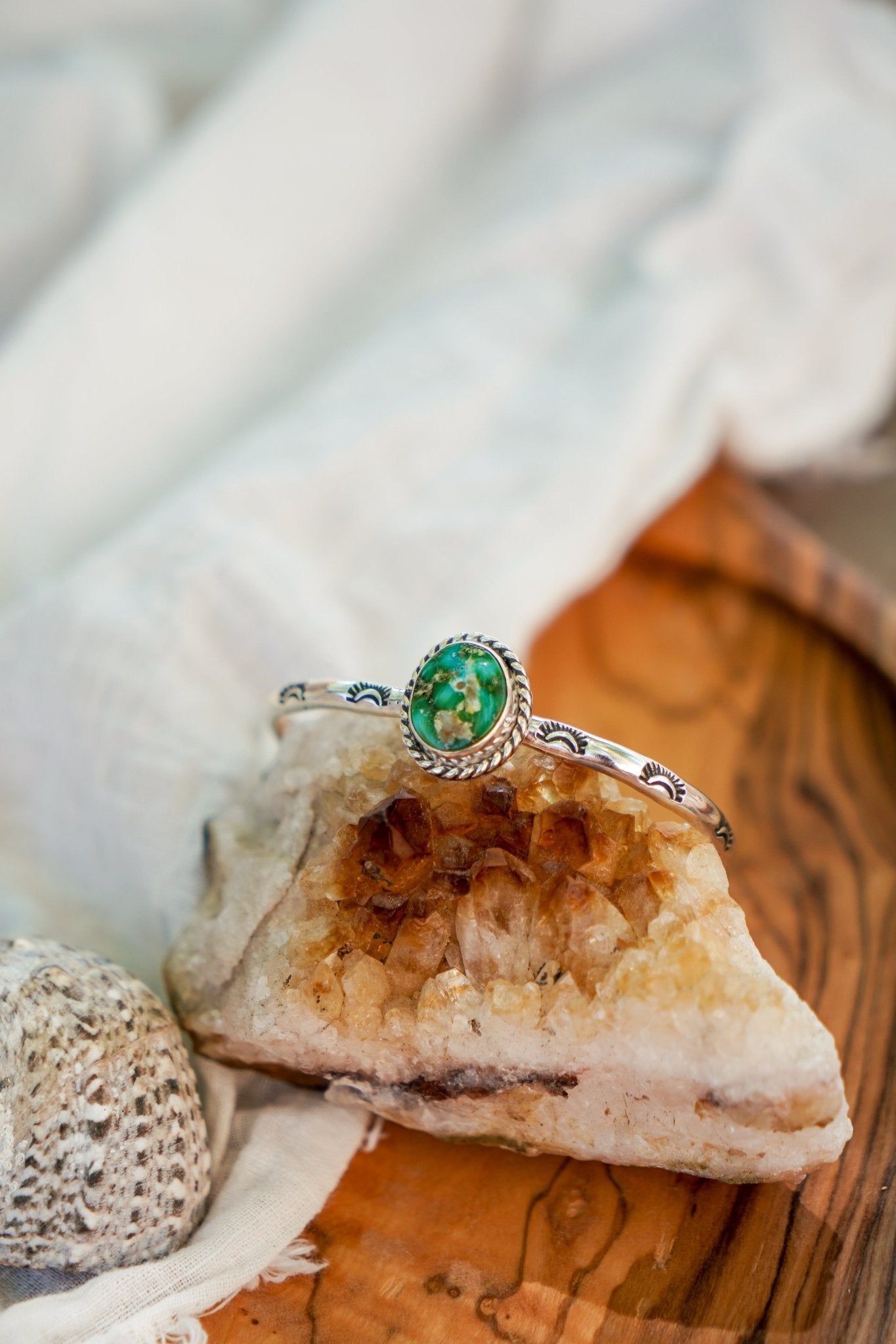 Stacking Cuff in Sonoran Mountain Turquoise - Golden Road Crafted