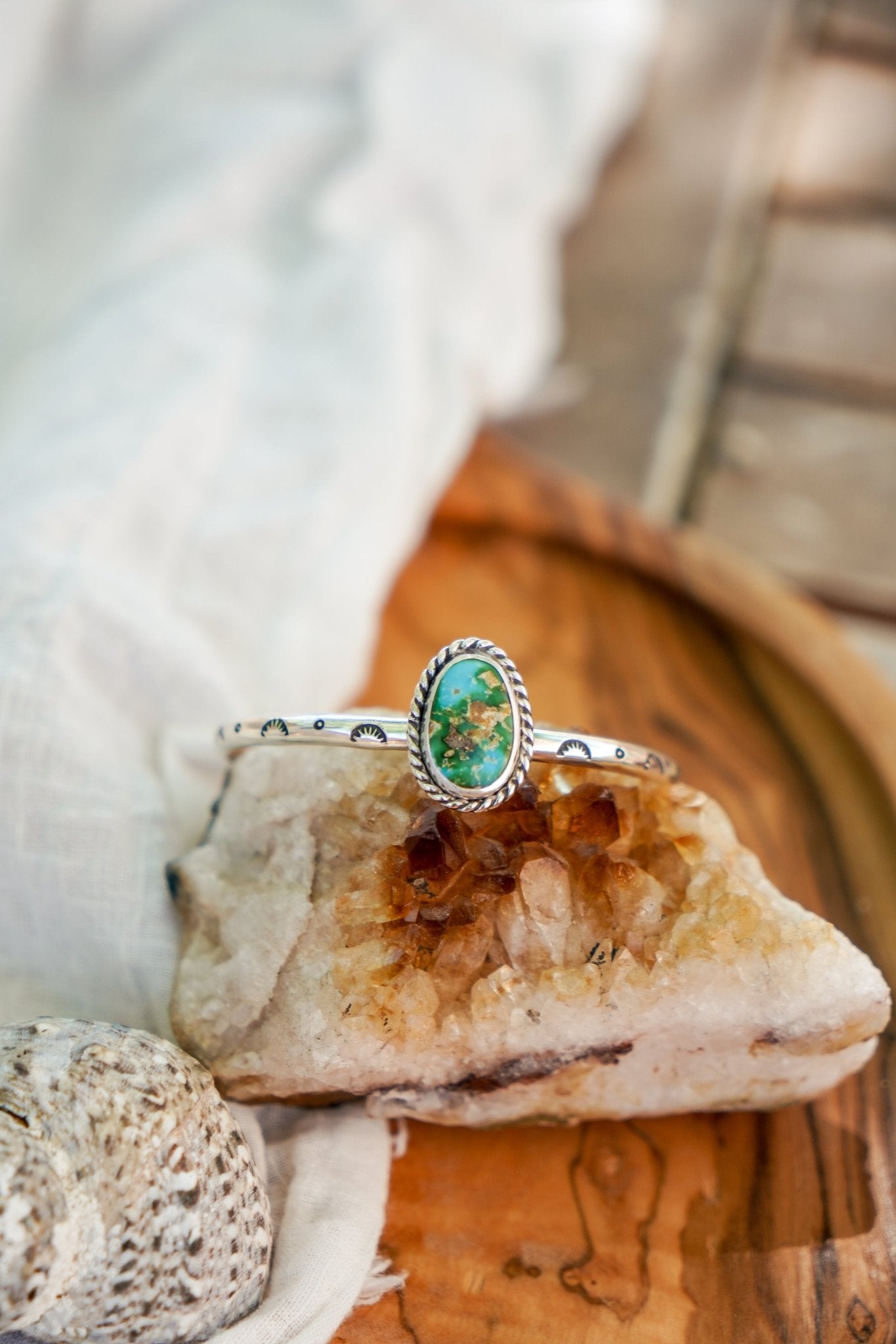 Stacking Cuff in Sonoran Mountain Turquoise - Golden Road Crafted