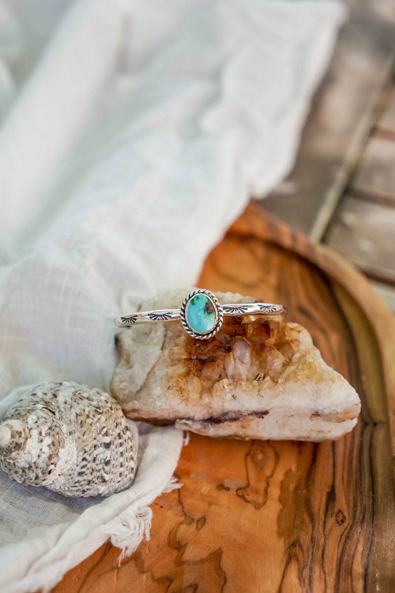 Stacking Cuff in Sonoran Mountain Turquoise - Golden Road Crafted