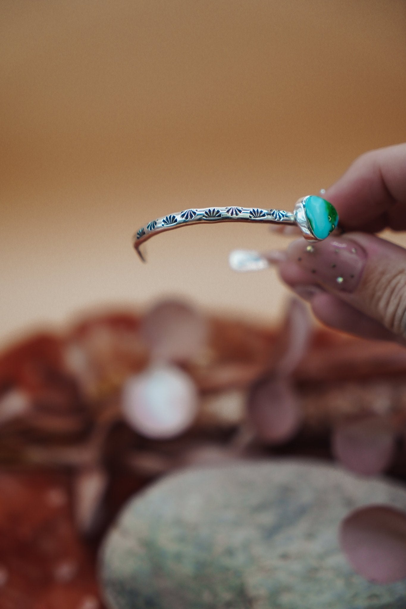 Stacking Cuff in Sonoran Mountain Turquoise - Golden Road Crafted