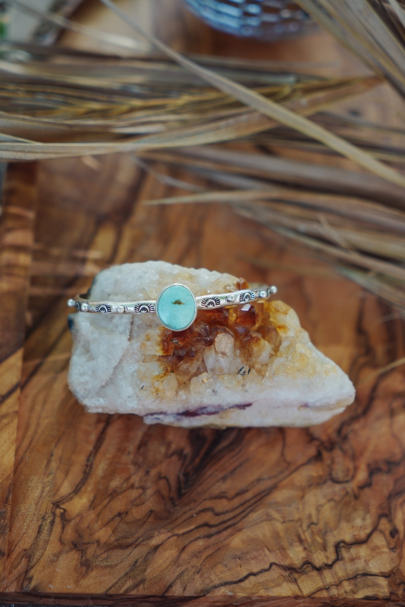 Stacking Cuff in Sonoran Mountain Turquoise - Golden Road Crafted