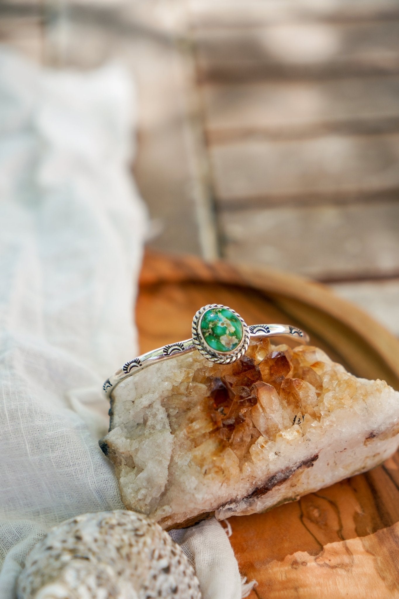 Stacking Cuff in Sonoran Mountain Turquoise - Golden Road Crafted