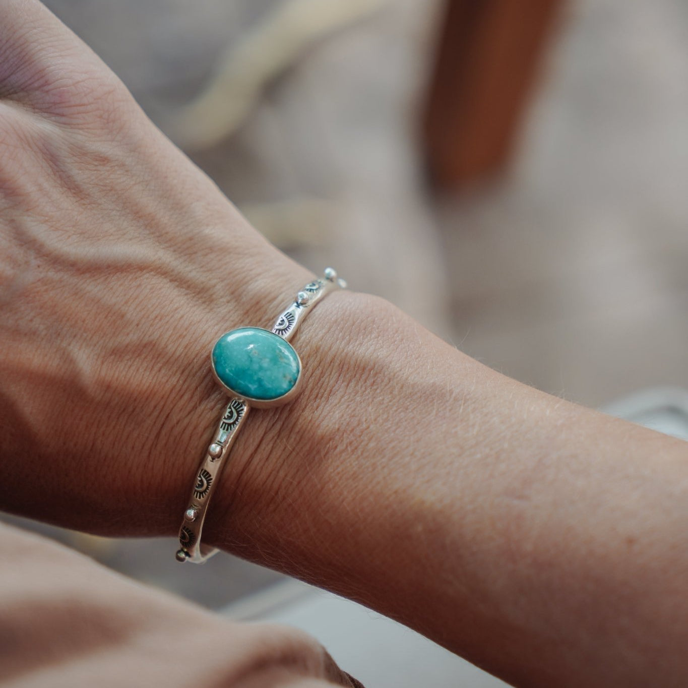 Stacking Cuff in Whitewater Turquoise - Golden Road Crafted