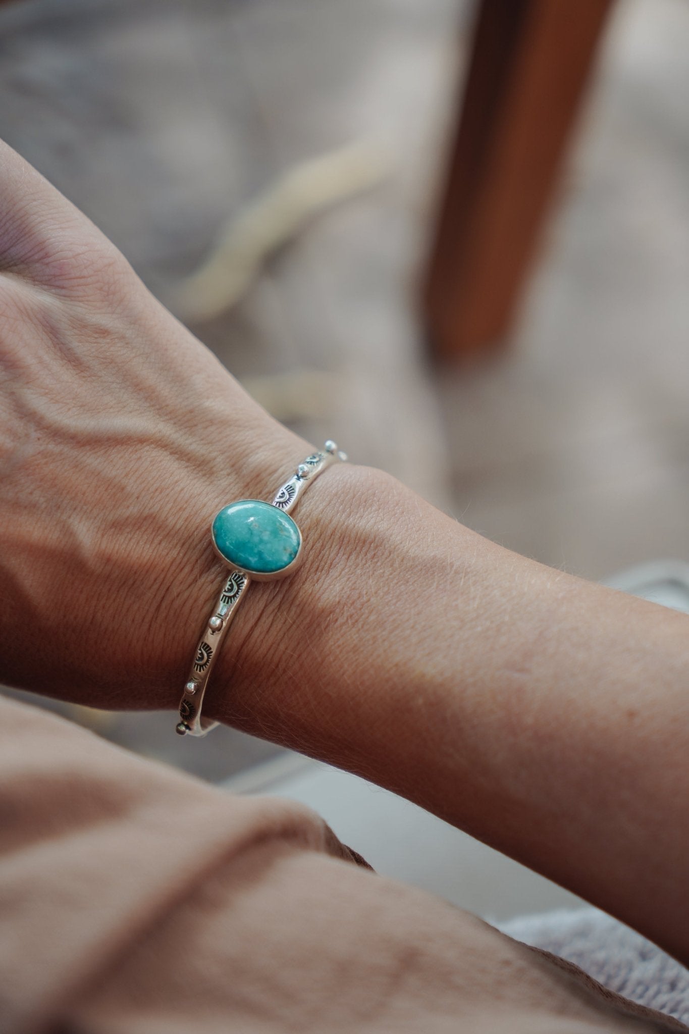 Stacking Cuff in Whitewater Turquoise - Golden Road Crafted
