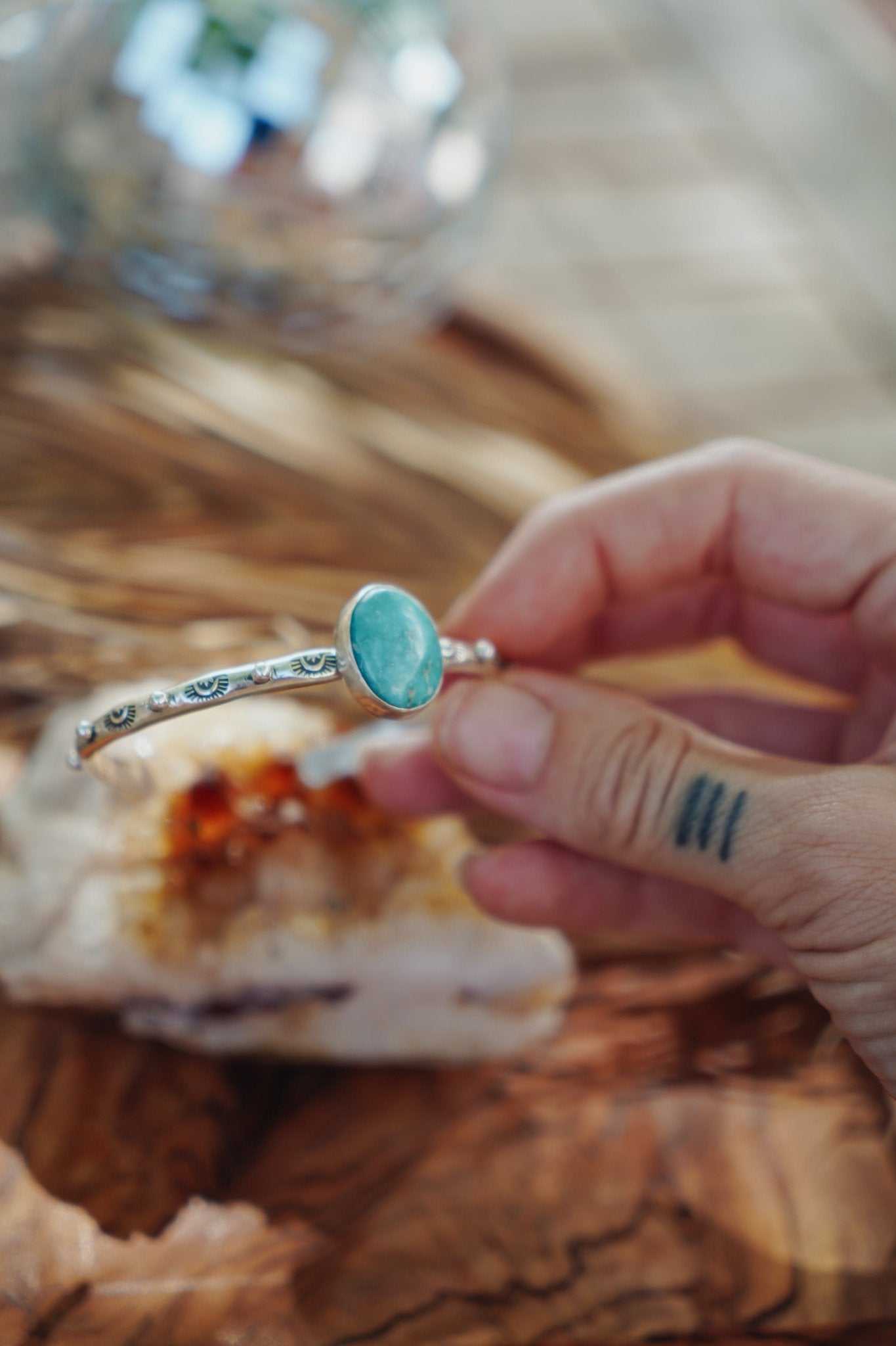 Stacking Cuff in Whitewater Turquoise - Golden Road Crafted