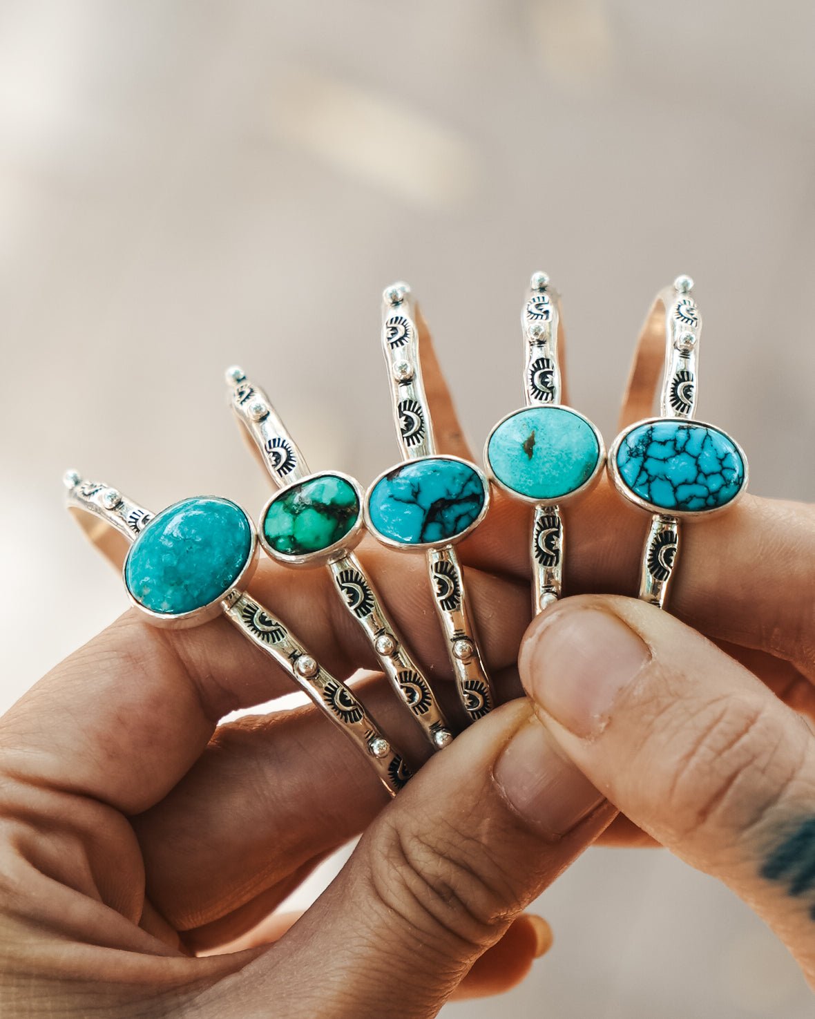 Stacking Cuff in Whitewater Turquoise - Golden Road Crafted