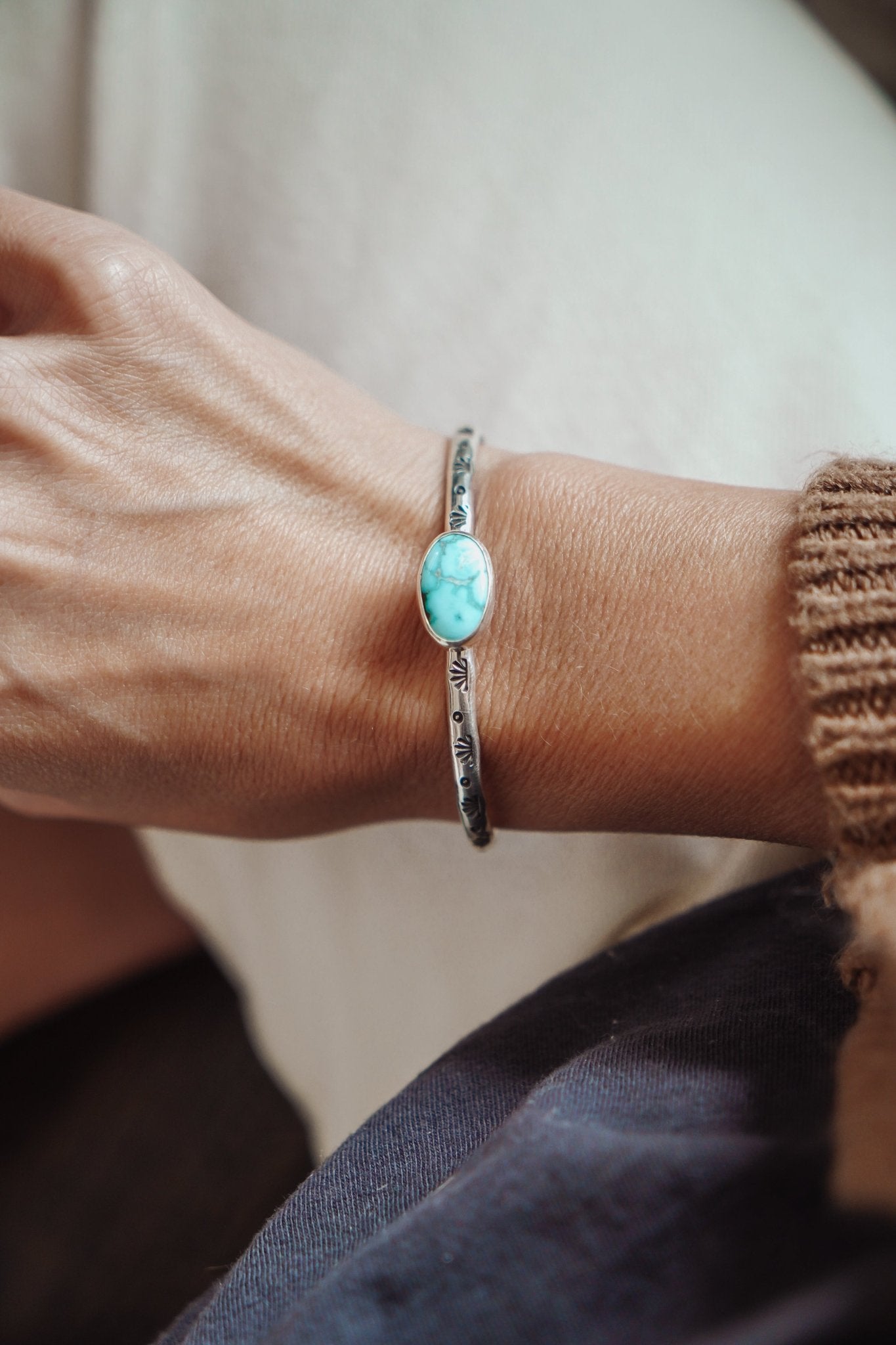 Stacking Cuff in Whitewater Turquoise - Golden Road Crafted
