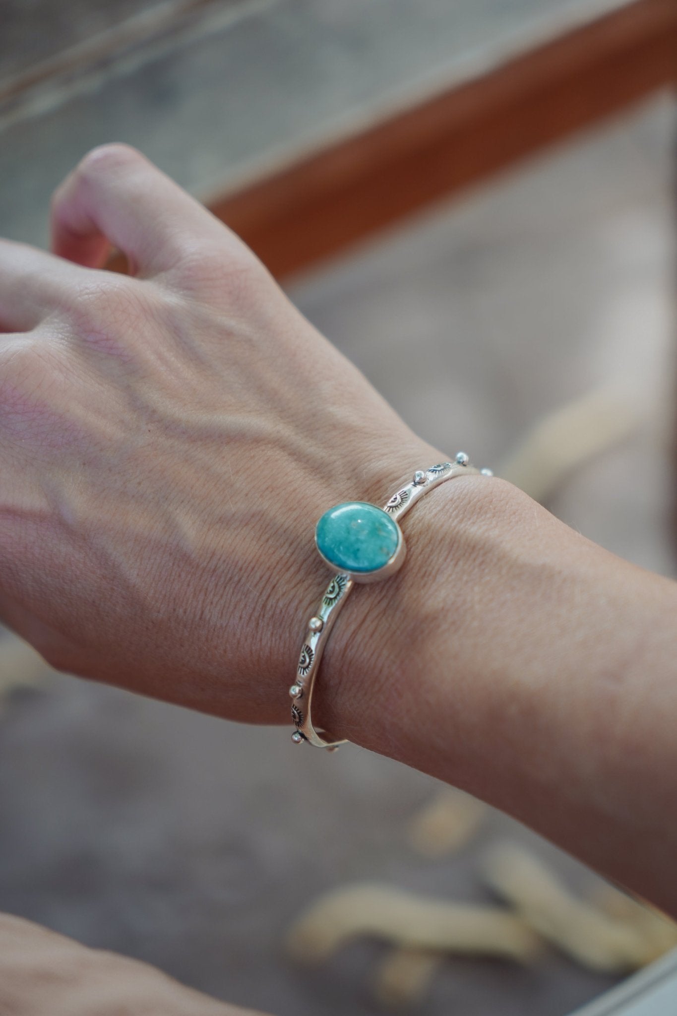 Stacking Cuff in Whitewater Turquoise - Golden Road Crafted