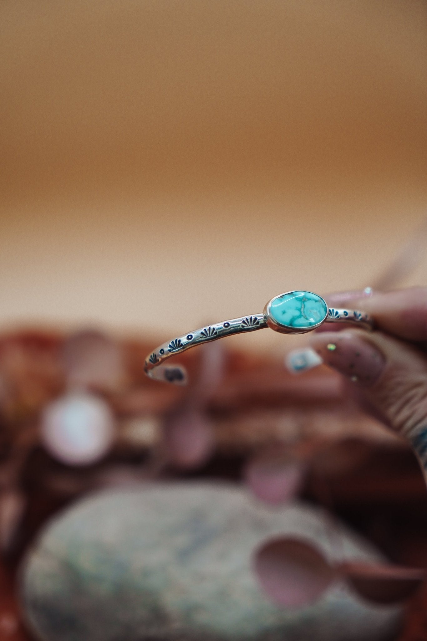 Stacking Cuff in Whitewater Turquoise - Golden Road Crafted