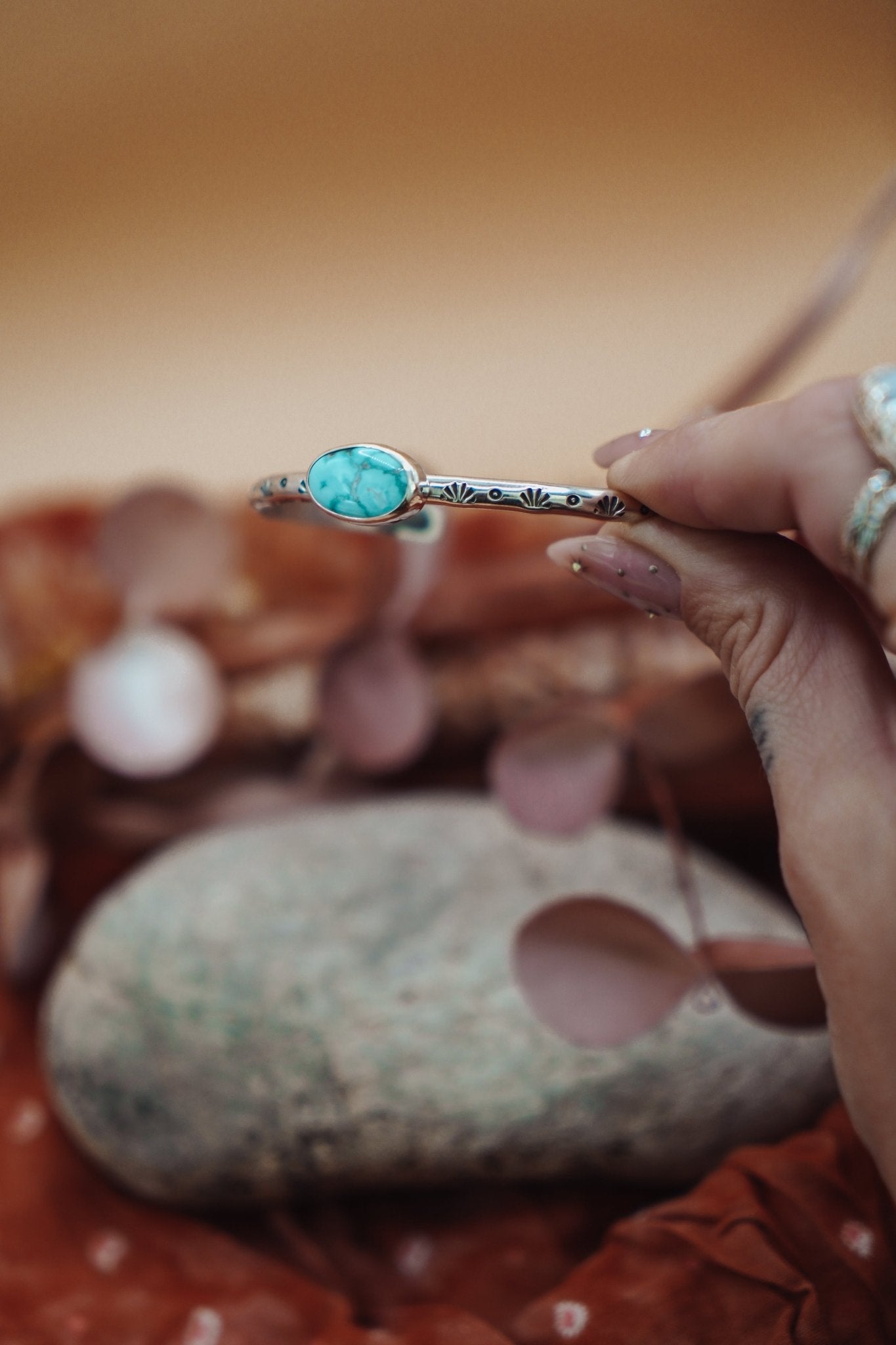 Stacking Cuff in Whitewater Turquoise - Golden Road Crafted