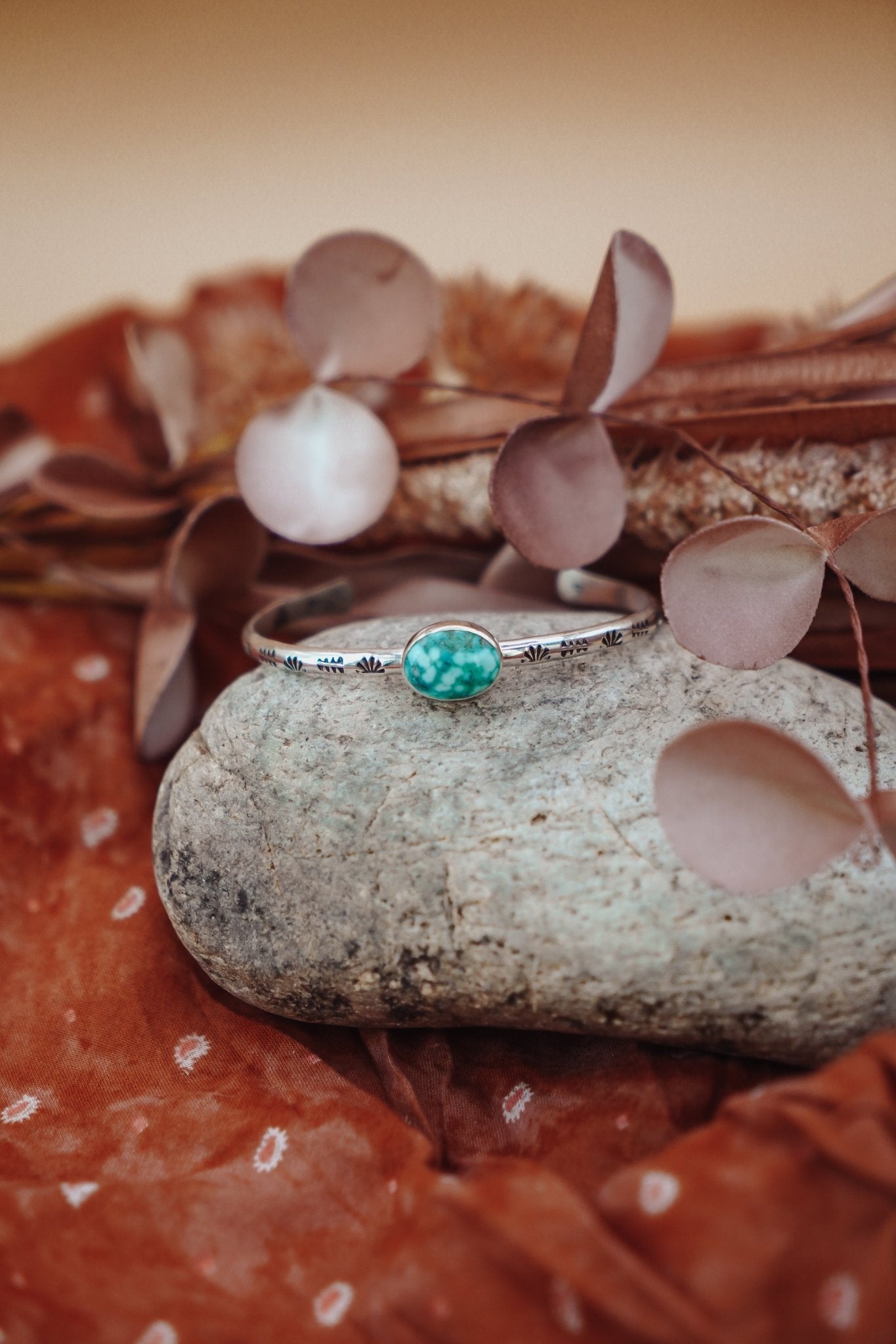 Stacking Cuff in Whitewater Turquoise - Golden Road Crafted
