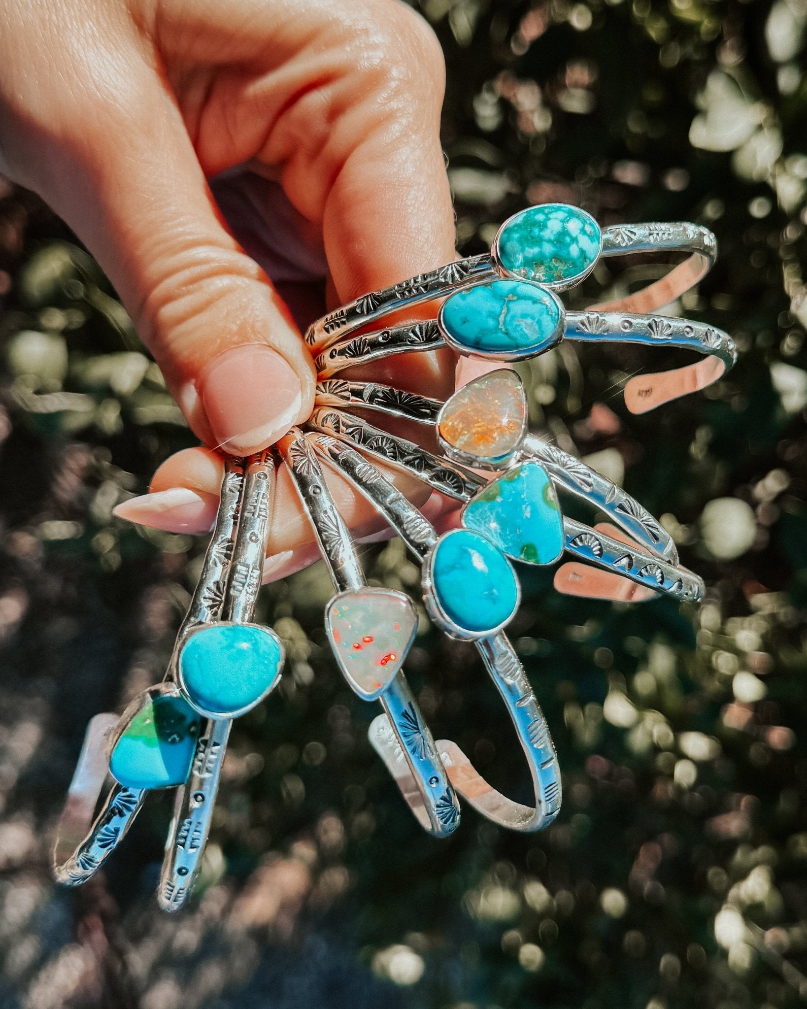 Stacking Cuff in Whitewater Turquoise - Golden Road Crafted