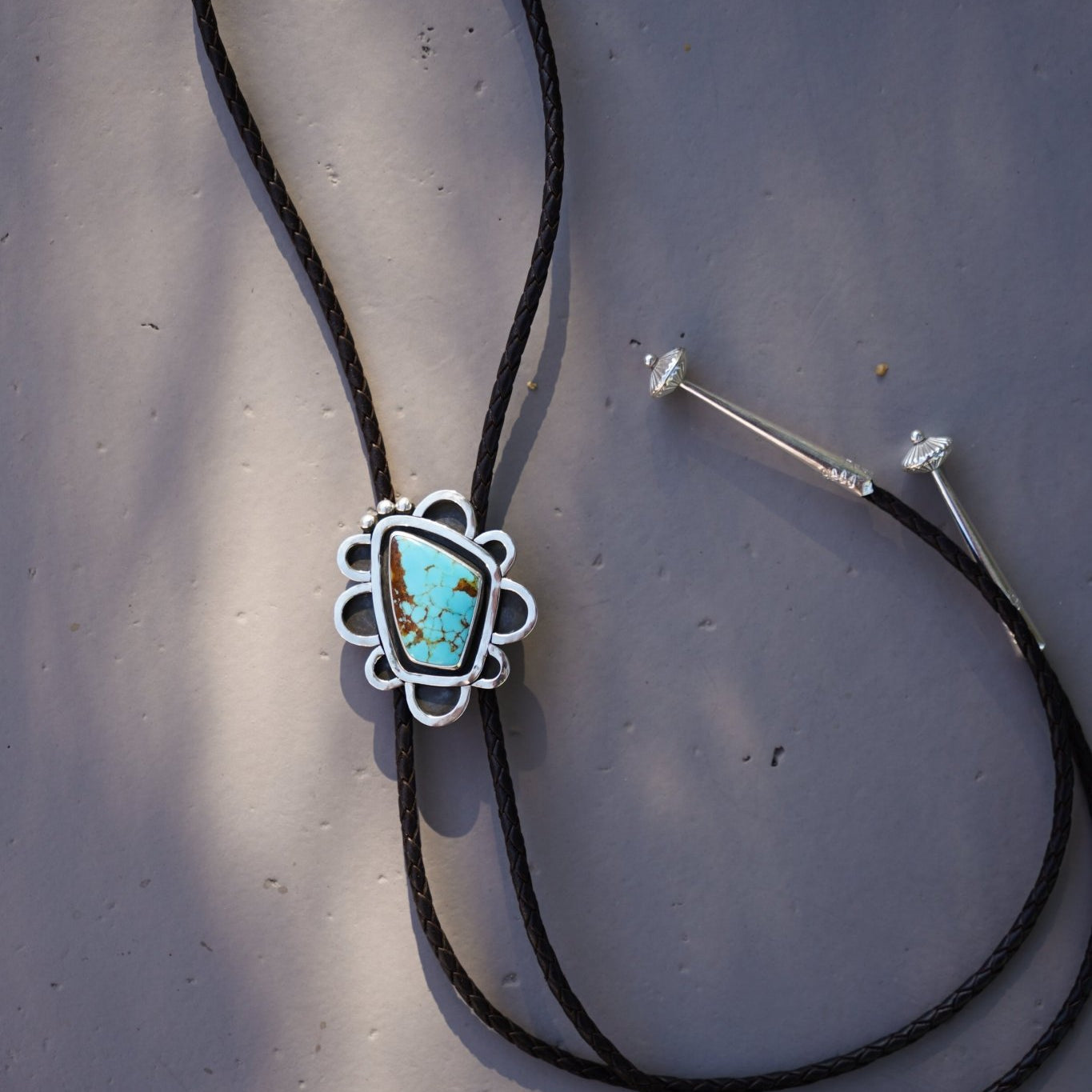 Statement Bolo in Kingman Turquoise - Golden Road Crafted