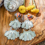 Statement Chandelier Earrings in Spiny Oyster & Moonstone - Golden Road Crafted
