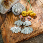 Statement Chandelier Earrings in Spiny Oyster & Moonstone - Golden Road Crafted