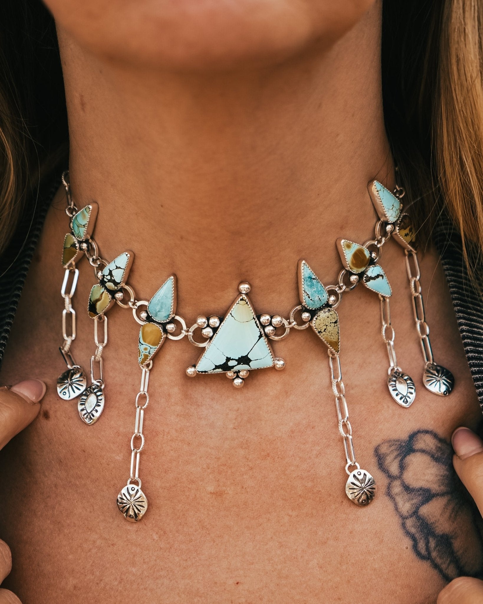 Statement Choker in Hubei Turquoise - Golden Road Crafted