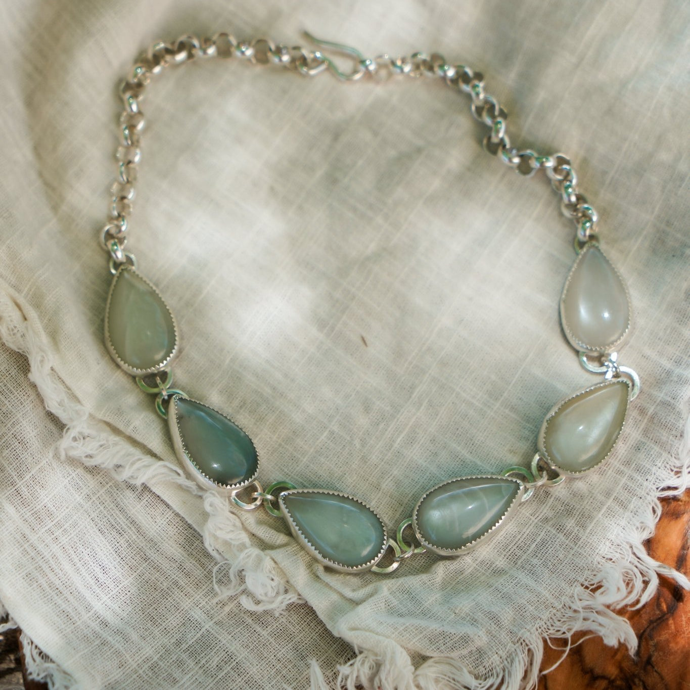 Statement Choker in Rainbow Moonstone - Golden Road Crafted