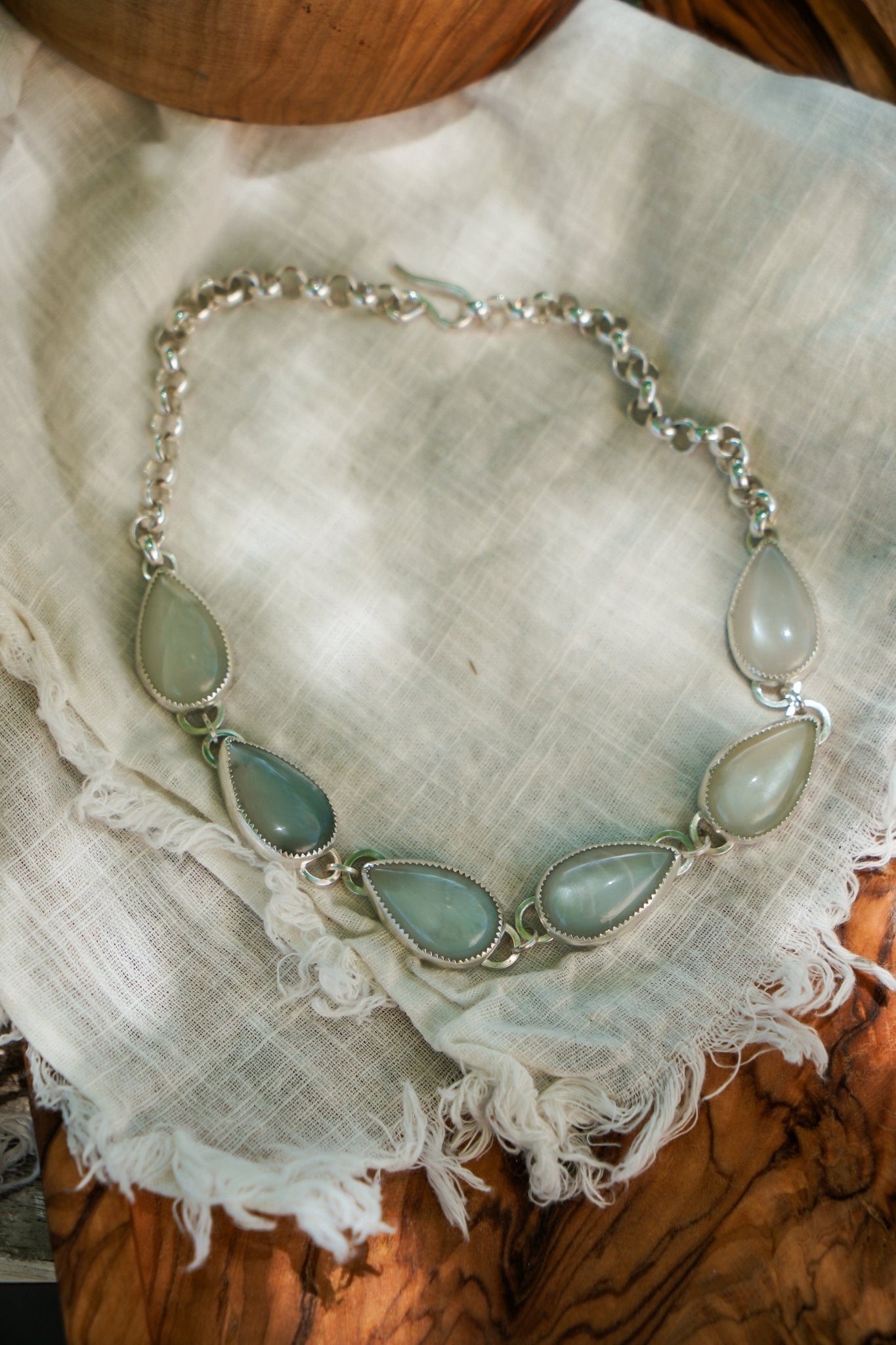 Statement Choker in Rainbow Moonstone - Golden Road Crafted