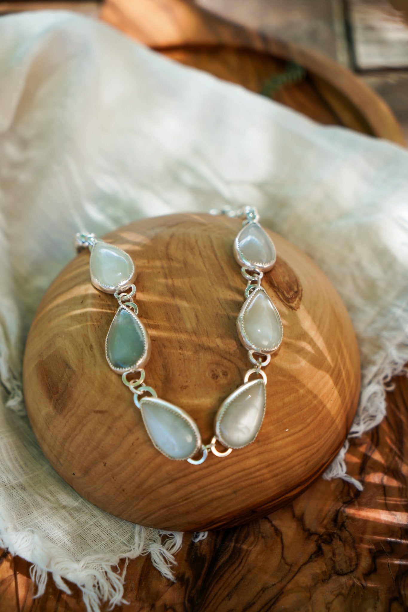 Statement Choker in Rainbow Moonstone - Golden Road Crafted