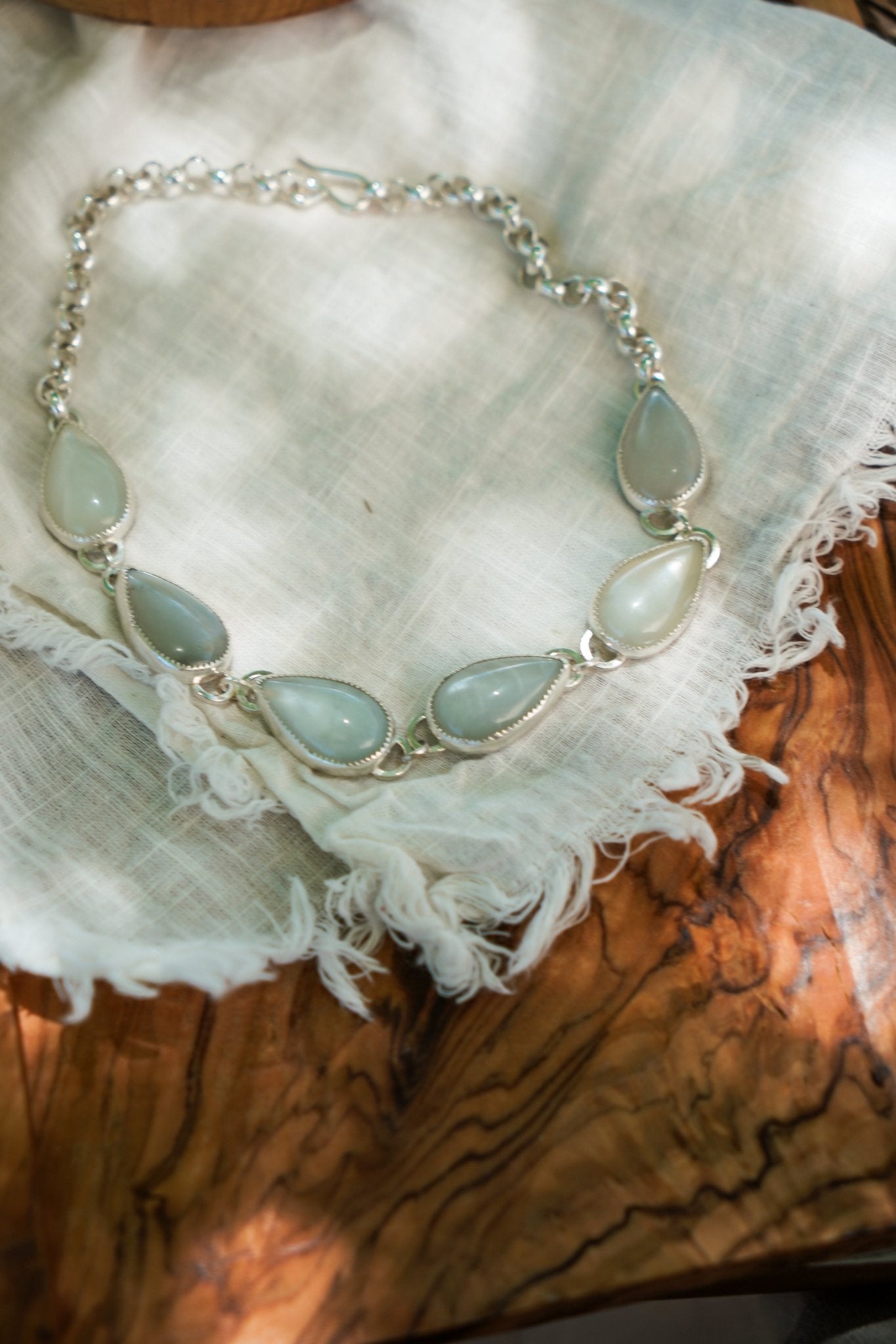 Statement Choker in Rainbow Moonstone - Golden Road Crafted