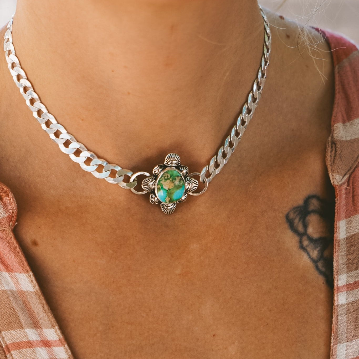 Statement Choker in Sonoran Mountain Turquoise - Golden Road Crafted