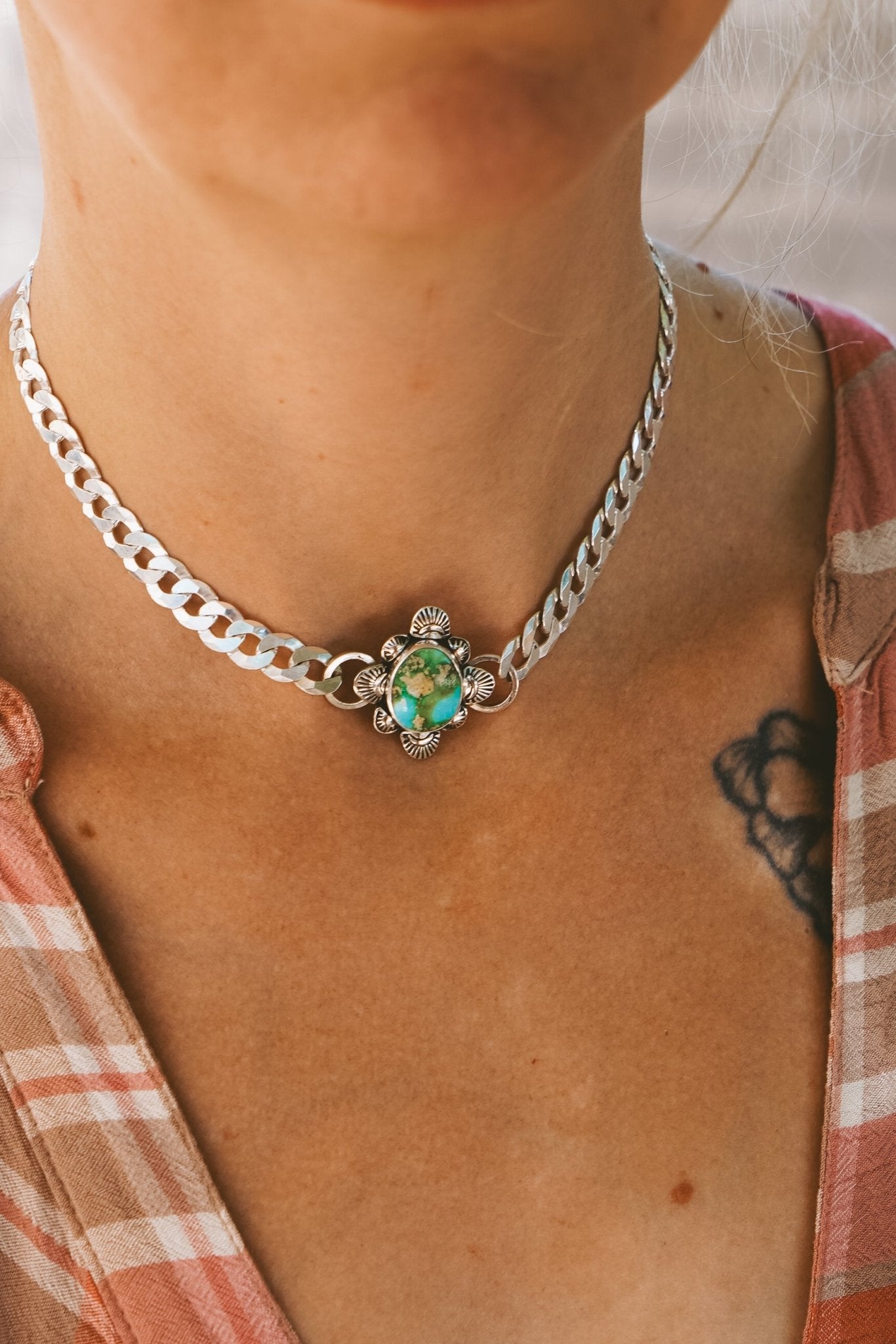 Statement Choker in Sonoran Mountain Turquoise - Golden Road Crafted