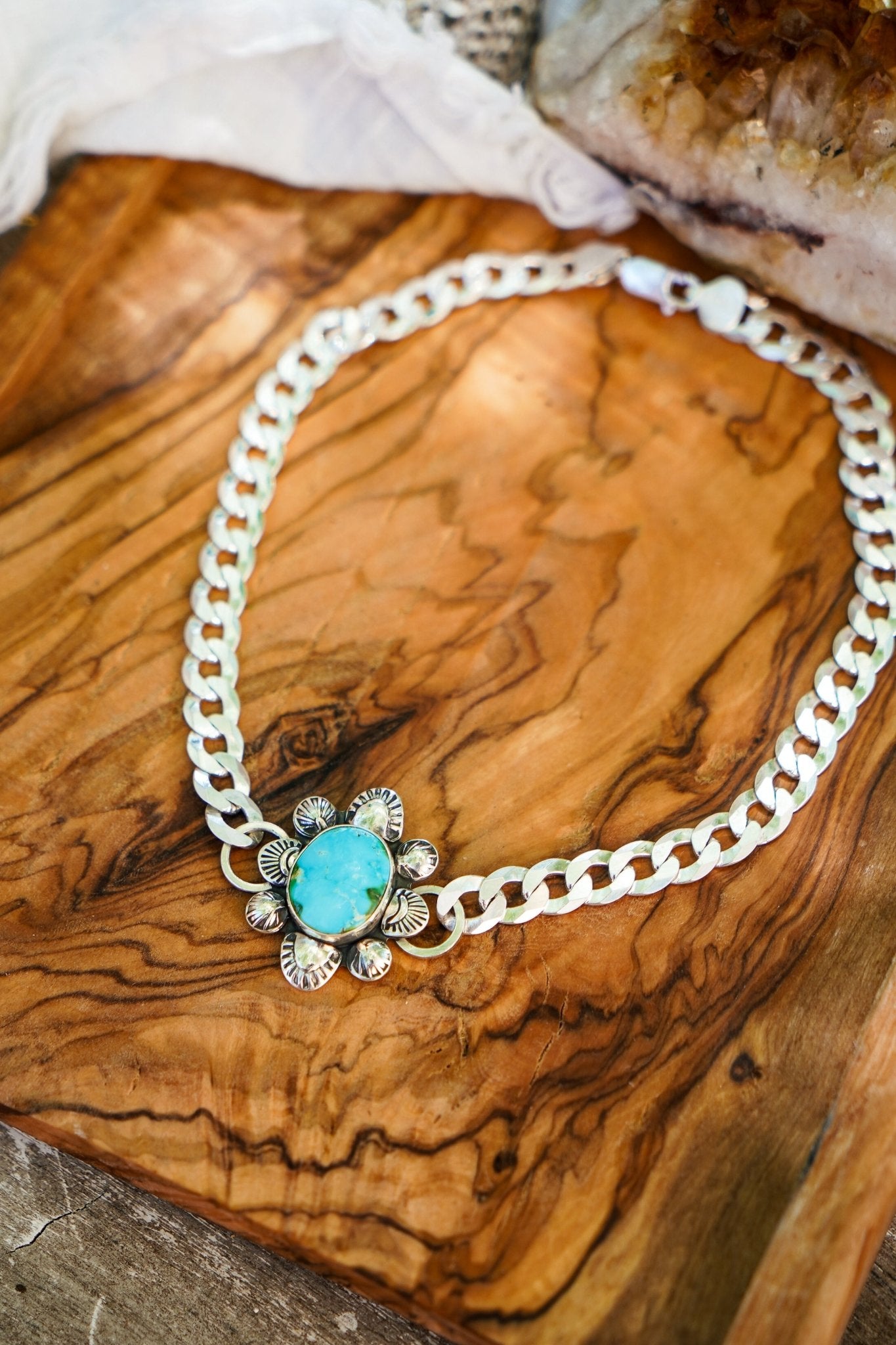 Statement Choker in Sonoran Mountain Turquoise - Golden Road Crafted