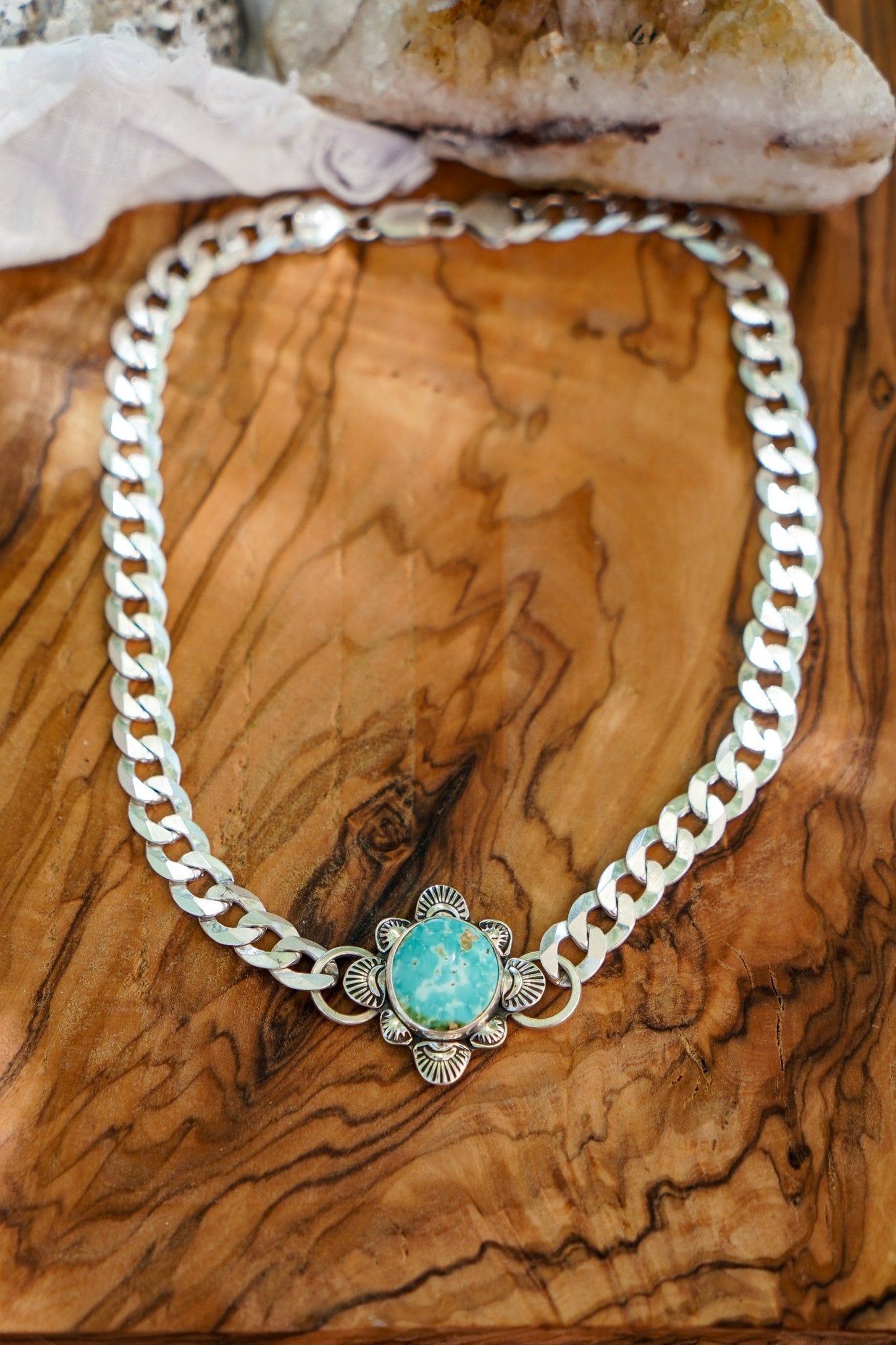 Statement Choker in Sonoran Mountain Turquoise - Golden Road Crafted