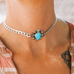 Statement Choker in Sonoran Mountain Turquoise - Golden Road Crafted