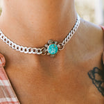 Statement Choker in Sonoran Mountain Turquoise - Golden Road Crafted