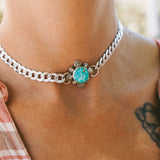 Statement Choker in Sonoran Mountain Turquoise - Golden Road Crafted