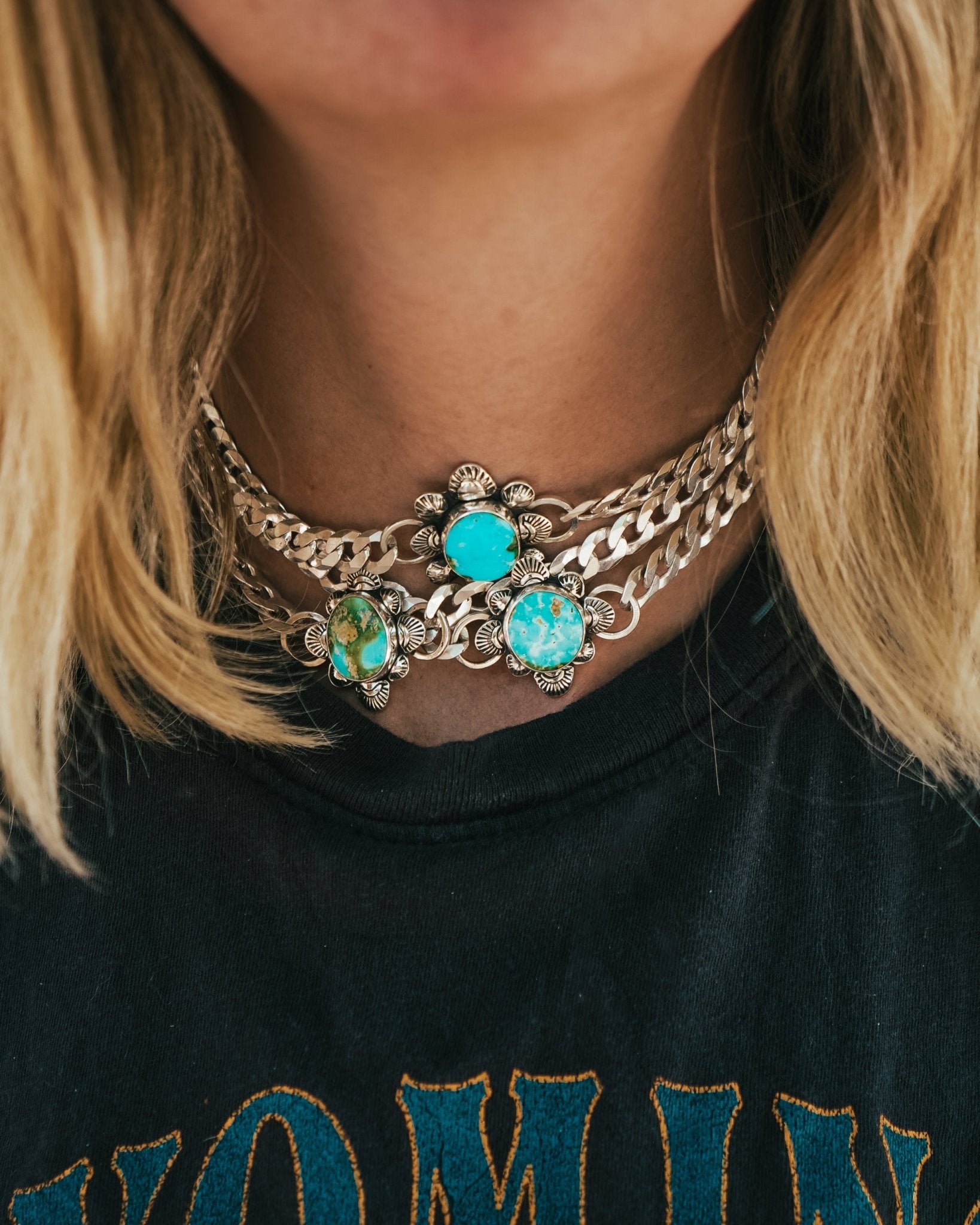 Statement Choker in Sonoran Mountain Turquoise - Golden Road Crafted