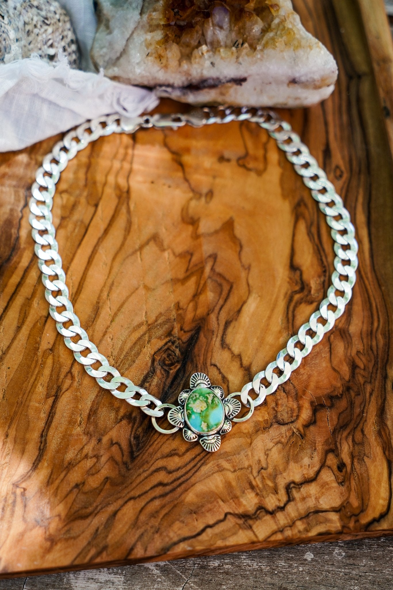 Statement Choker in Sonoran Mountain Turquoise - Golden Road Crafted