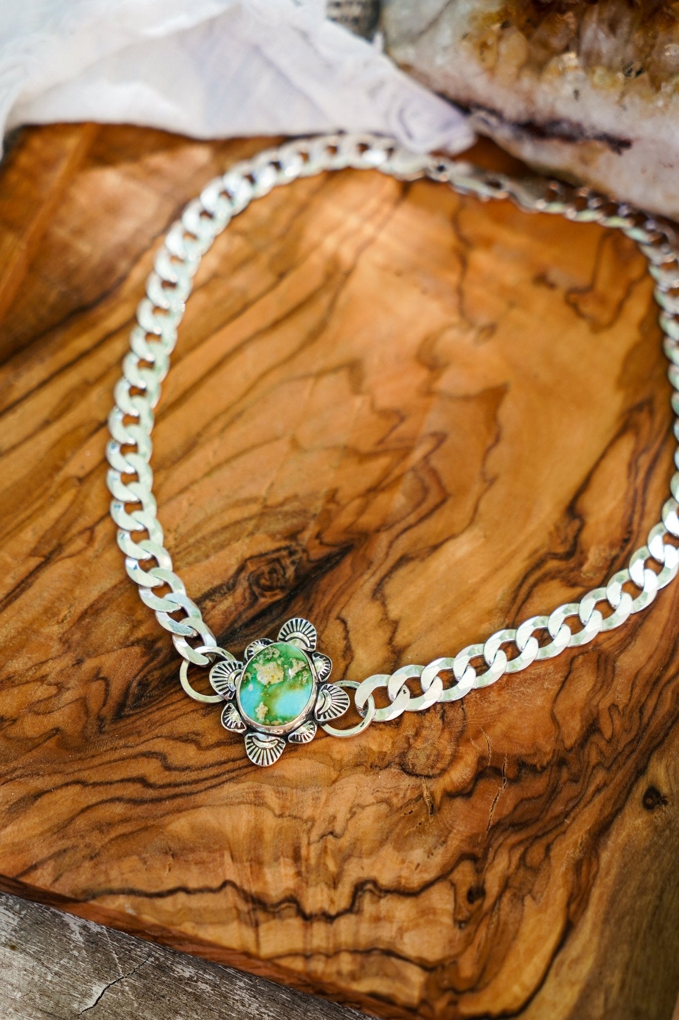 Statement Choker in Sonoran Mountain Turquoise - Golden Road Crafted