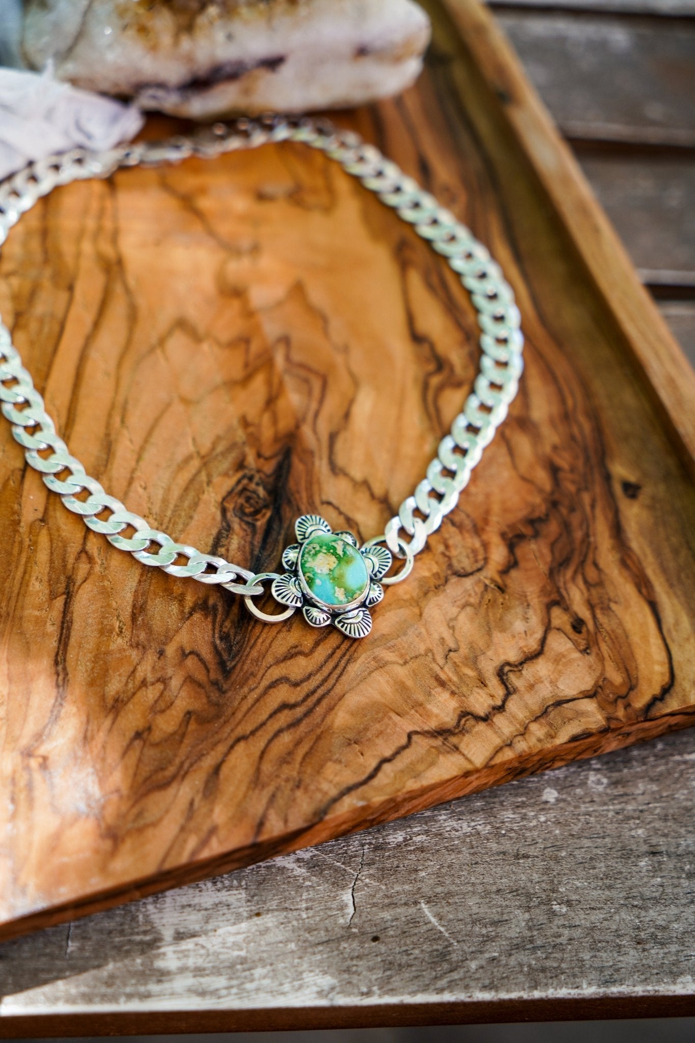 Statement Choker in Sonoran Mountain Turquoise - Golden Road Crafted