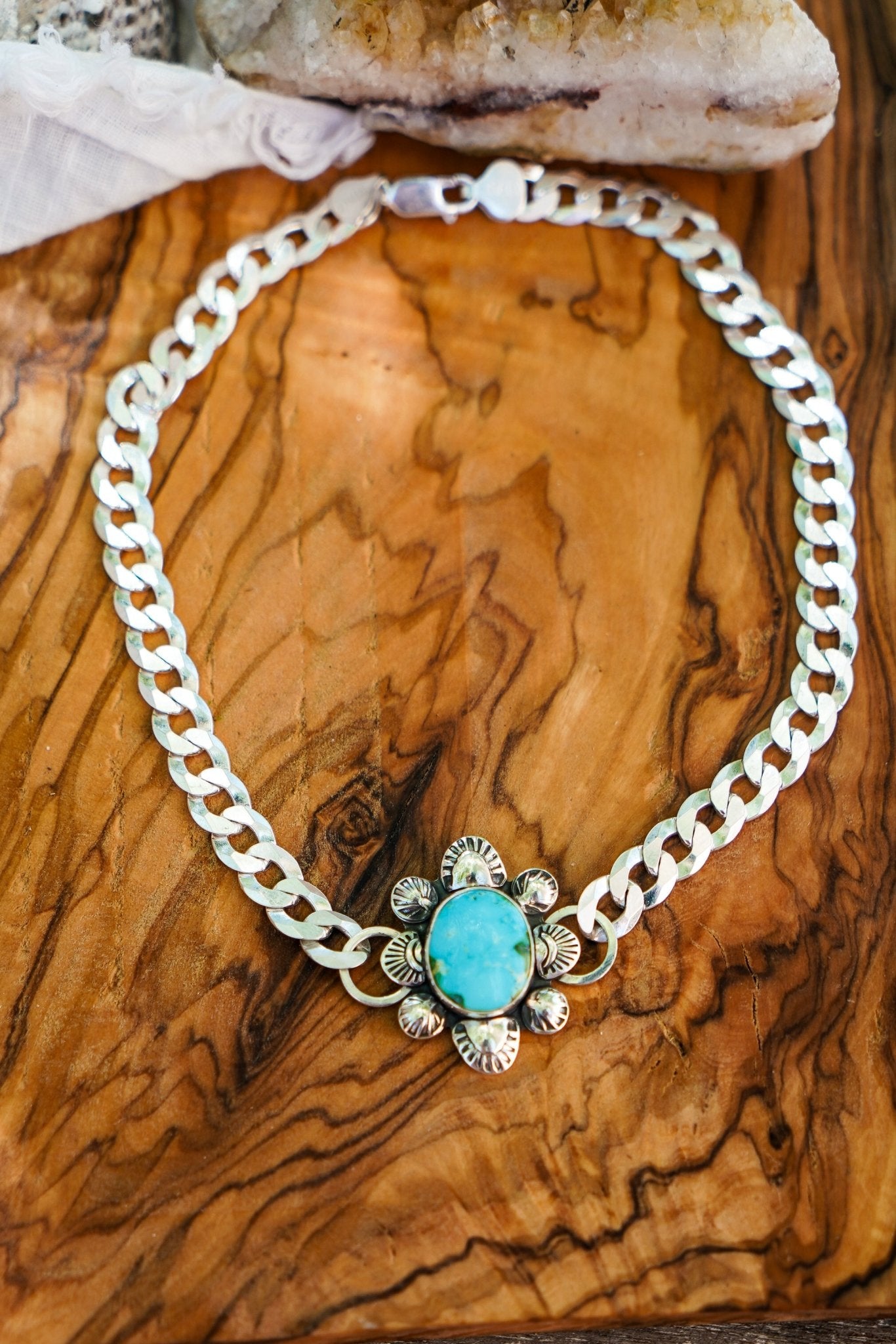 Statement Choker in Sonoran Mountain Turquoise - Golden Road Crafted