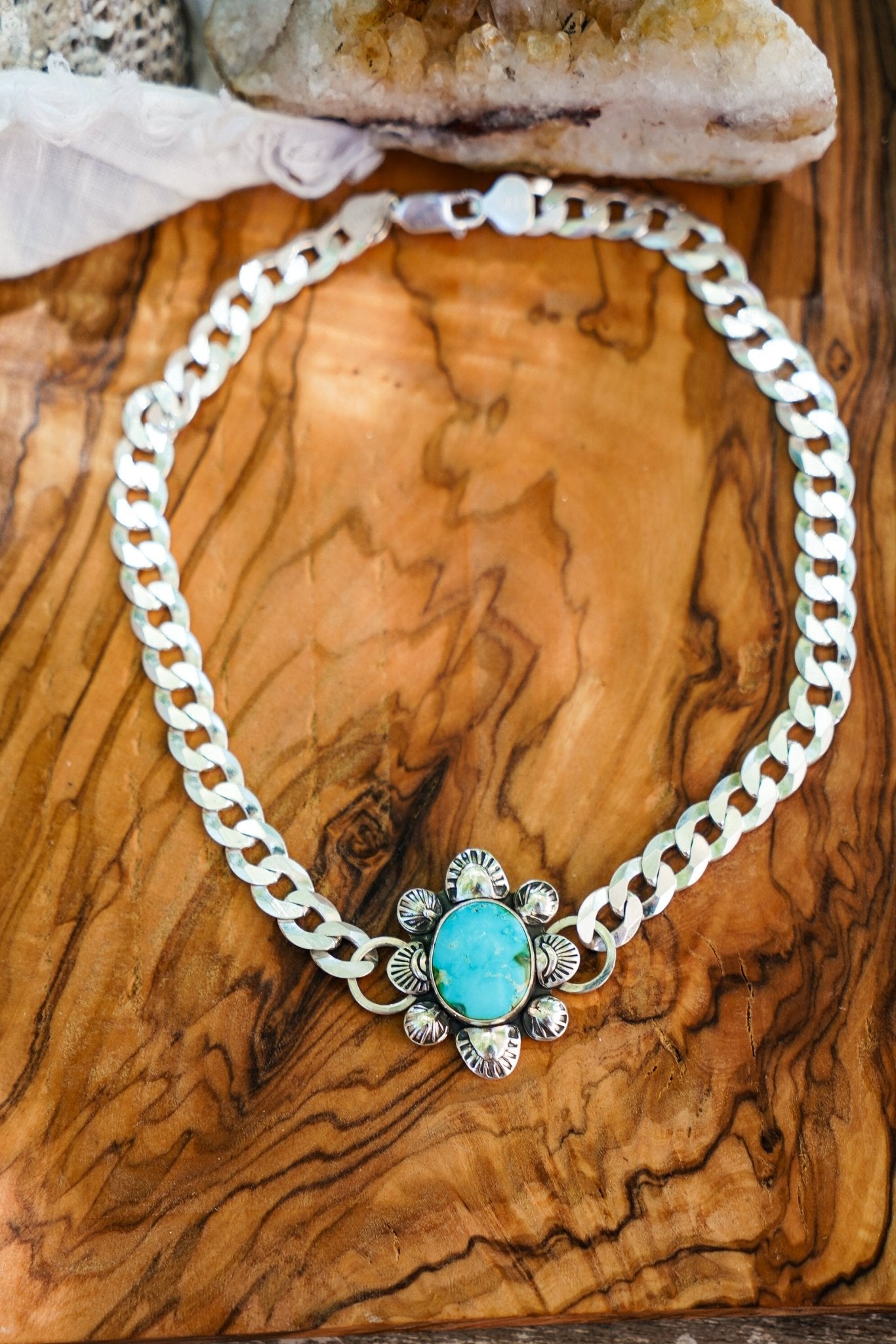 Statement Choker in Sonoran Mountain Turquoise - Golden Road Crafted