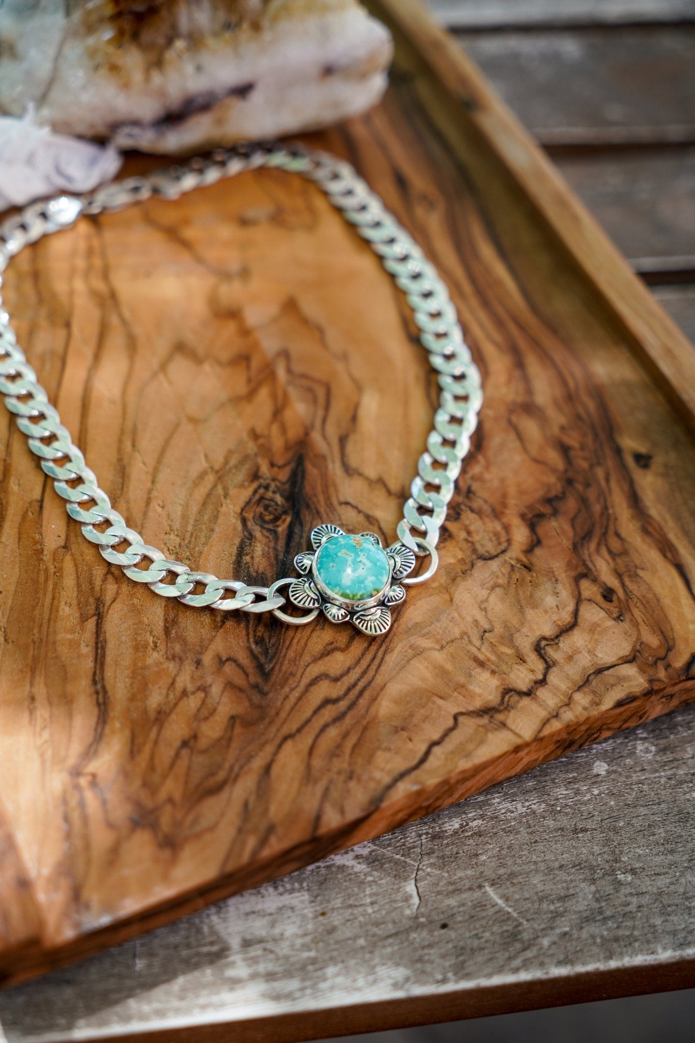 Statement Choker in Sonoran Mountain Turquoise - Golden Road Crafted