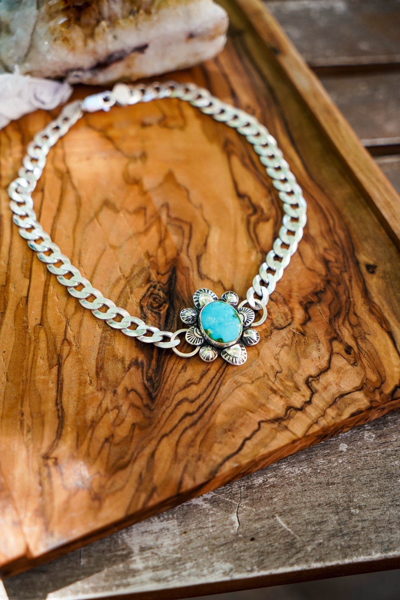 Statement Choker in Sonoran Mountain Turquoise - Golden Road Crafted