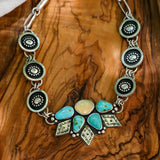 Statement Choker in Sonoran Mountain Turquoise & Ethiopian Opal - Golden Road Crafted