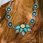 Statement Choker in Sonoran Mountain Turquoise & Ethiopian Opal - Golden Road Crafted