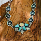 Statement Choker in Sonoran Mountain Turquoise & Ethiopian Opal - Golden Road Crafted