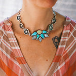 Statement Choker in Sonoran Mountain Turquoise & Ethiopian Opal - Golden Road Crafted
