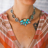 Statement Choker in Sonoran Mountain Turquoise & Ethiopian Opal - Golden Road Crafted