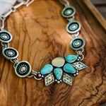 Statement Choker in Sonoran Mountain Turquoise & Ethiopian Opal - Golden Road Crafted