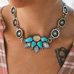 Statement Choker in Sonoran Mountain Turquoise & Ethiopian Opal - Golden Road Crafted