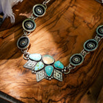 Statement Choker in Sonoran Mountain Turquoise & Ethiopian Opal - Golden Road Crafted