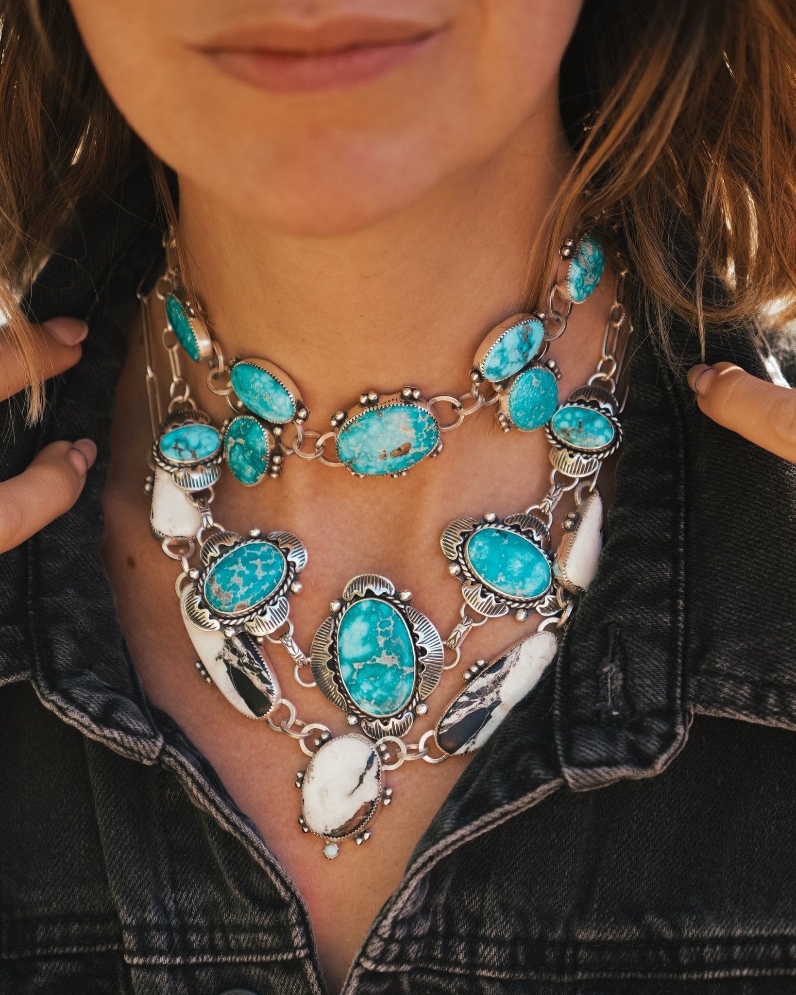 Statement Choker in Whitewater Turquoise - Golden Road Crafted